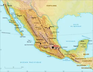 Mexique : carte physique - crédits : Encyclopædia Universalis France
