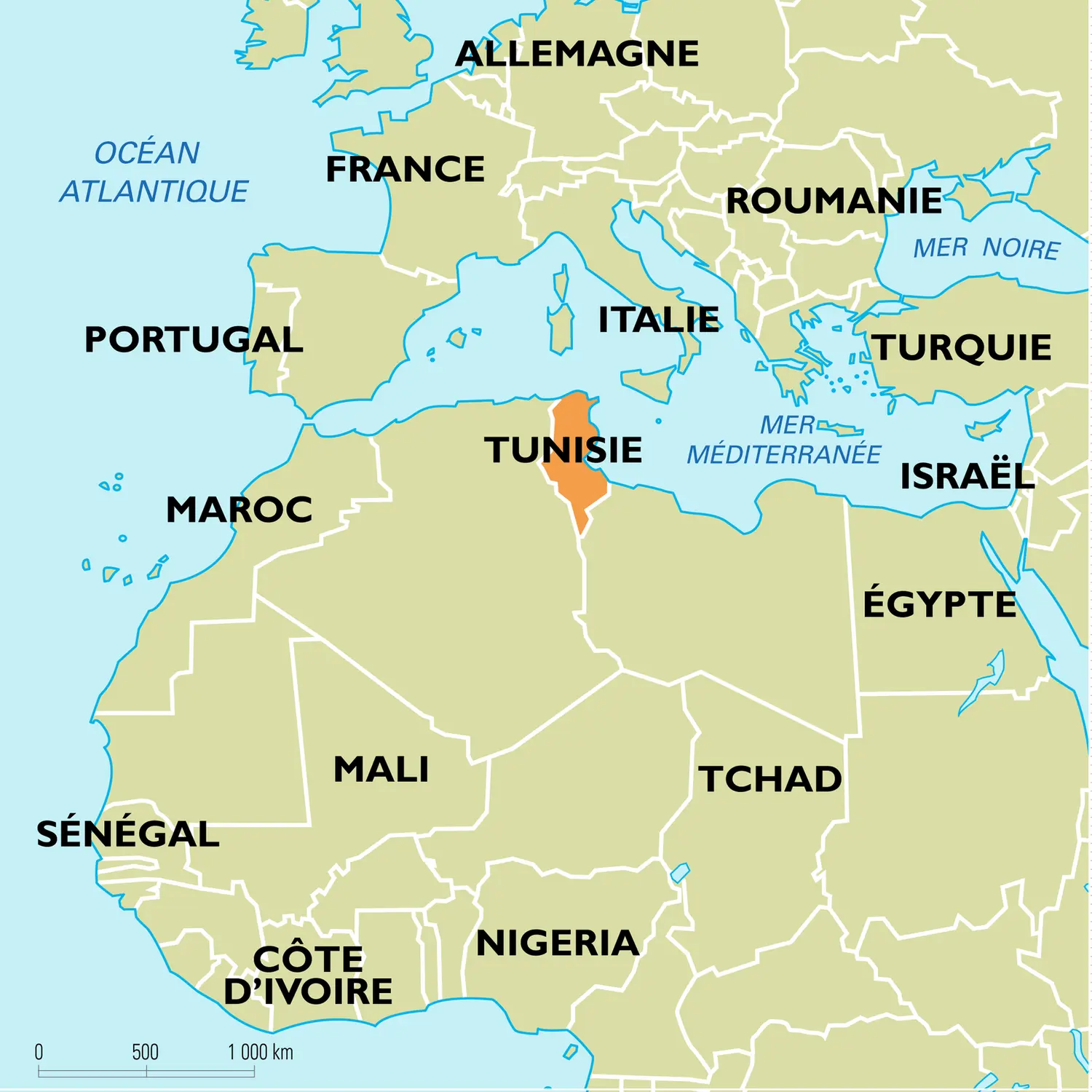 Tunisie : carte de situation