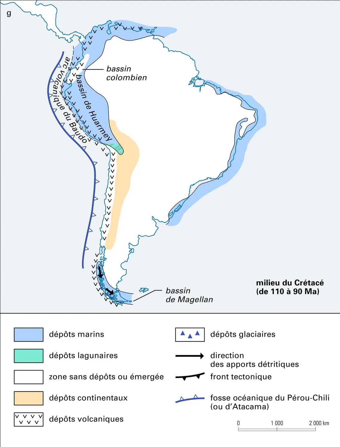 Cartes paléogéographiques simplifiées de l'Amérique du Sud - vue 7