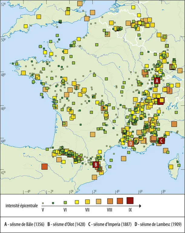 Sismicité historique en France et à ses frontières