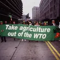 Manifestation à Seattle (États-Unis), en 1999, contre la reprise des négociations internationales à l’OMC (Organisation mondiale du commerce) - crédits : Daniel Sheehan/ Liaison Agency/ Newsmakers/ Getty Images