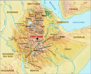 Éthiopie : carte physique - crédits : Encyclopædia Universalis France
