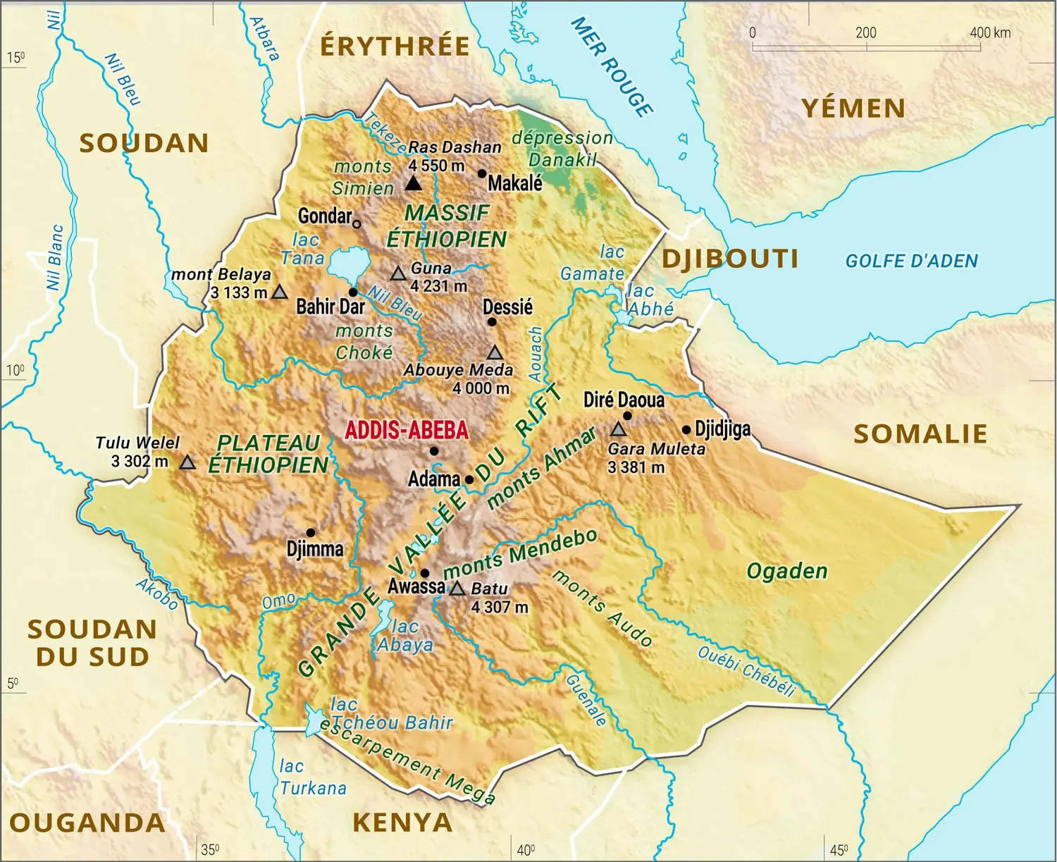 Éthiopie : carte physique