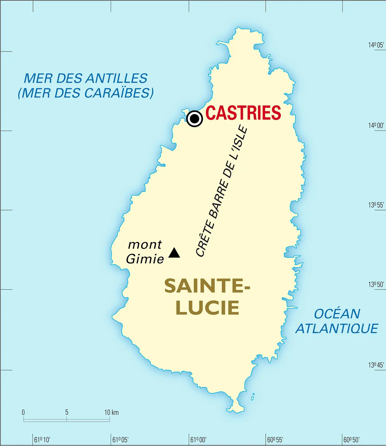 Sainte-Lucie : carte générale