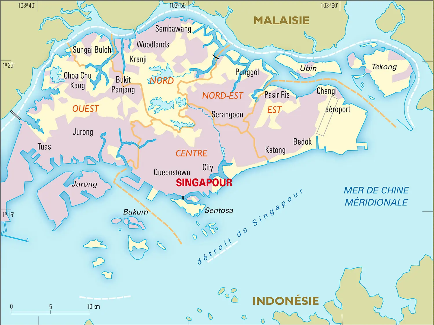 Singapour : carte administrative