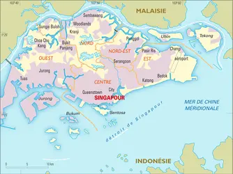 Singapour : carte administrative - crédits : Encyclopædia Universalis France