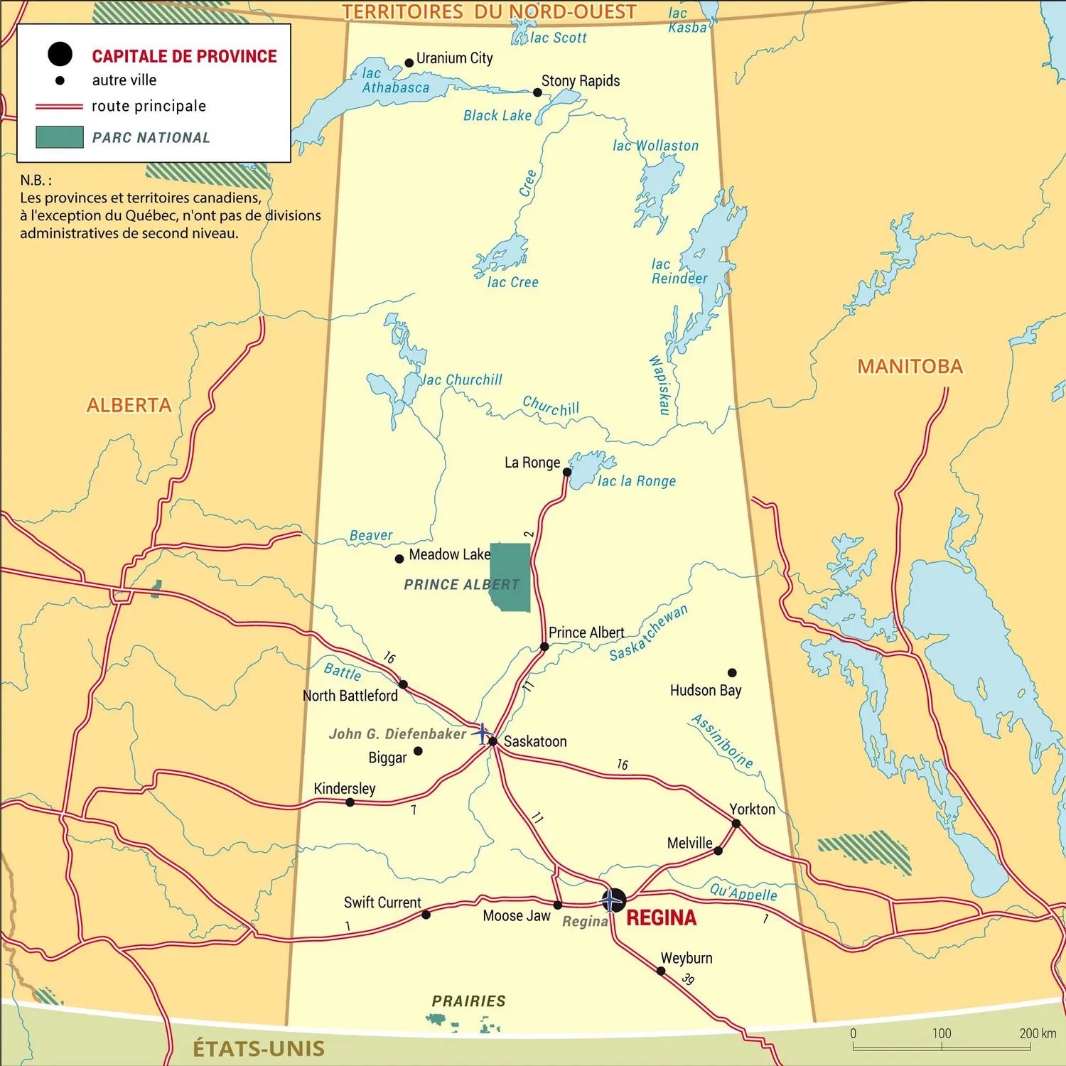 Saskatchewan : carte administrative