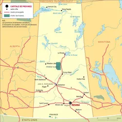 Saskatchewan : carte administrative - crédits : Encyclopædia Universalis France