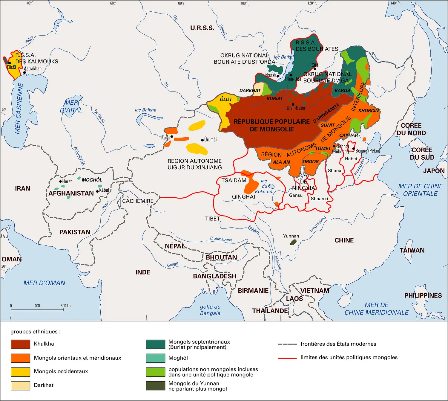 Mongolie: unités politiques et ethnies