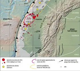 Contexte sismo-tectonique du séisme en Équateur du 16 avril 2016 - crédits : Encyclopædia Universalis France