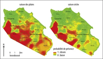 Télédétection de l’habitat favorable au vecteur du paludisme - crédits : Adde et al/ Archive ouverte HAL, hal-01382408 ; CC BY