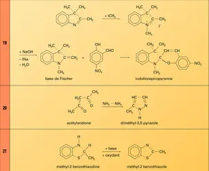 Hétérocycles : réactions 19 à 21 - crédits : Encyclopædia Universalis France
