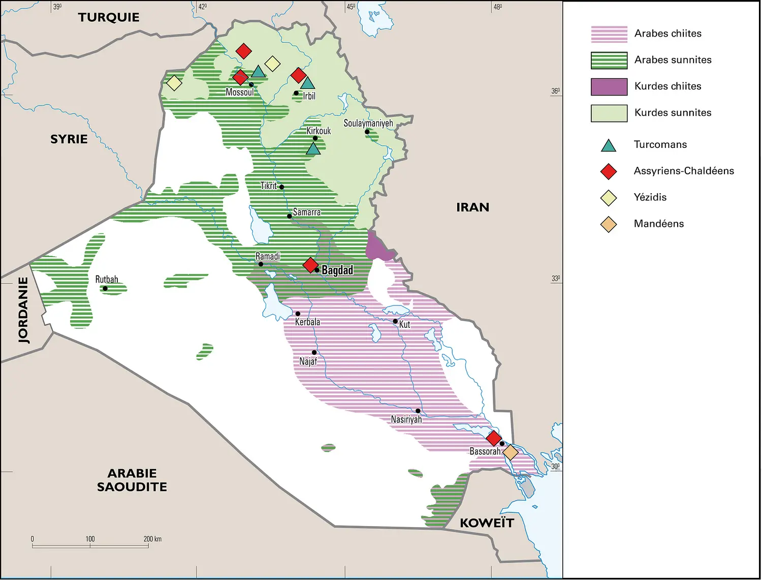 Irak : groupes ethniques et religieux