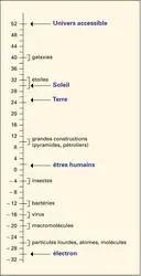 Échelle des masses dans l'Univers - crédits : Encyclopædia Universalis France