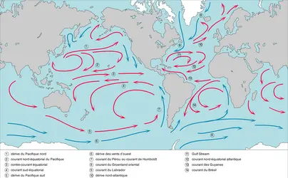 Circulation océanique en surface - crédits : Encyclopædia Universalis France