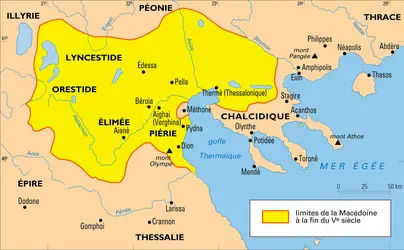 Limites de la Macédoine à la fin du V<sup>e</sup> siècle - crédits : Encyclopædia Universalis France