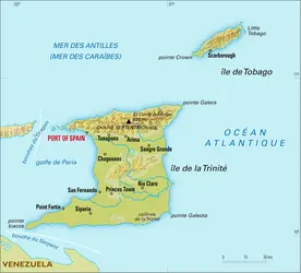 Trinité-et-Tobago : carte physique - crédits : Encyclopædia Universalis France