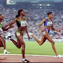 Marie-José Pérec et Merlene Ottey - crédits : Ross Kinnaird/ Allsport/Getty Images