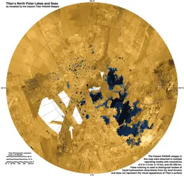 Lacs sur le satellite Titan - crédits : NASA/ JPL-Calltech/ Space Science Institute