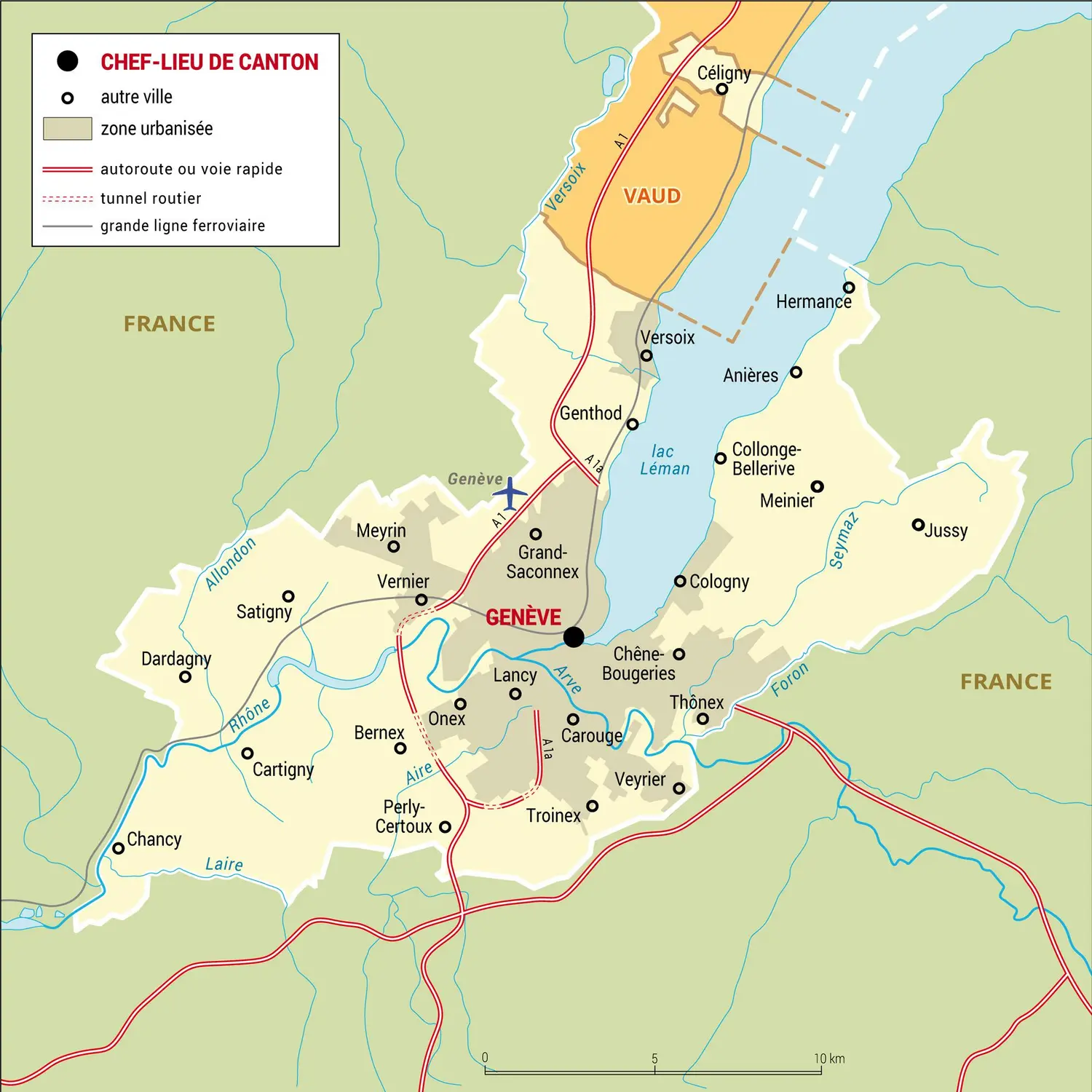 Genève : carte administrative du canton