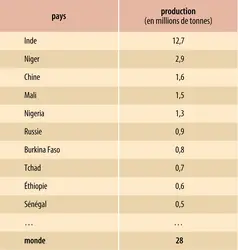 Millets : producteurs
 - crédits : Encyclopædia Universalis France