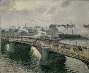 <it>Le Pont Boieldieu à Rouen, soleil couchant, temps brumeux</it>, C. Pissarro - crédits : Erich Lessing/ AKG-images