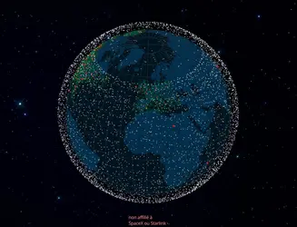 Satellites de Starlink, fournisseur d’accès à Internet par satellite - crédits : https://satellitemap.space