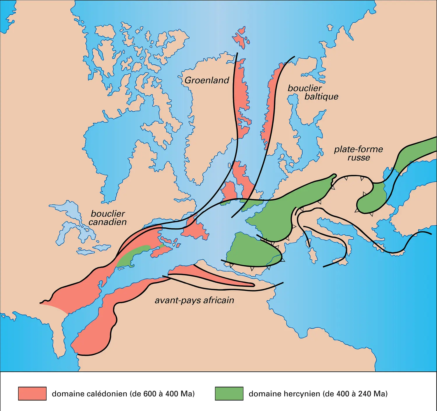 Amérique du Nord-Europe au Paléozoïque