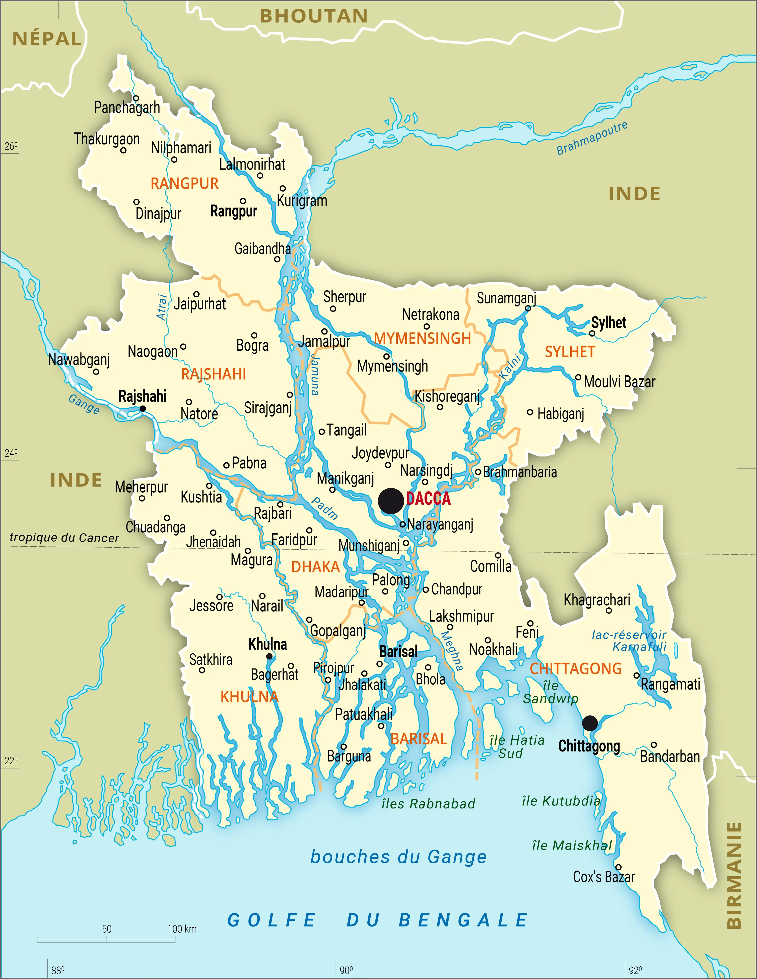 Bangladesh : carte administrative