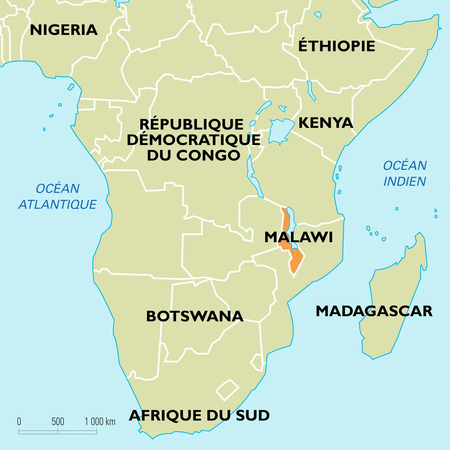Malawi : carte de situation