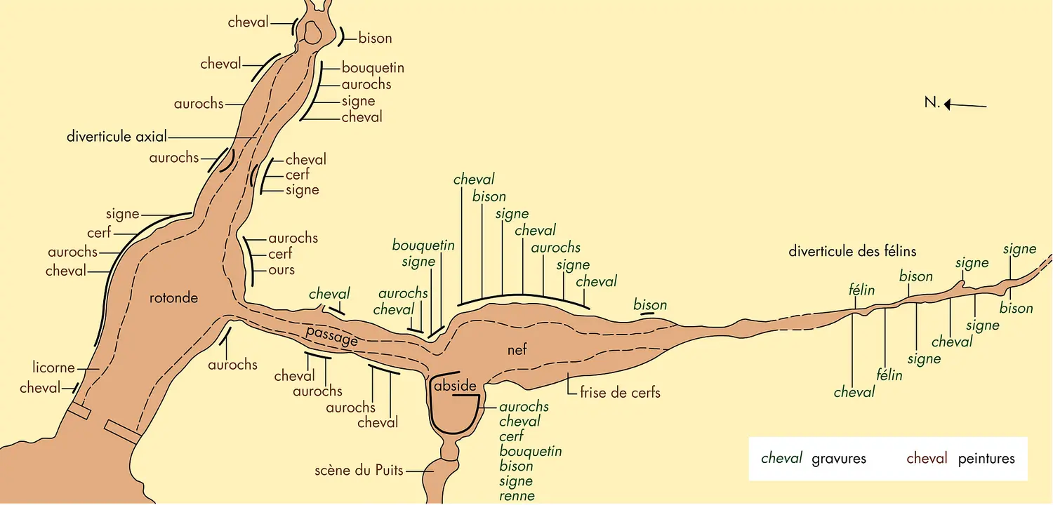 Plan de la grotte de Lascaux