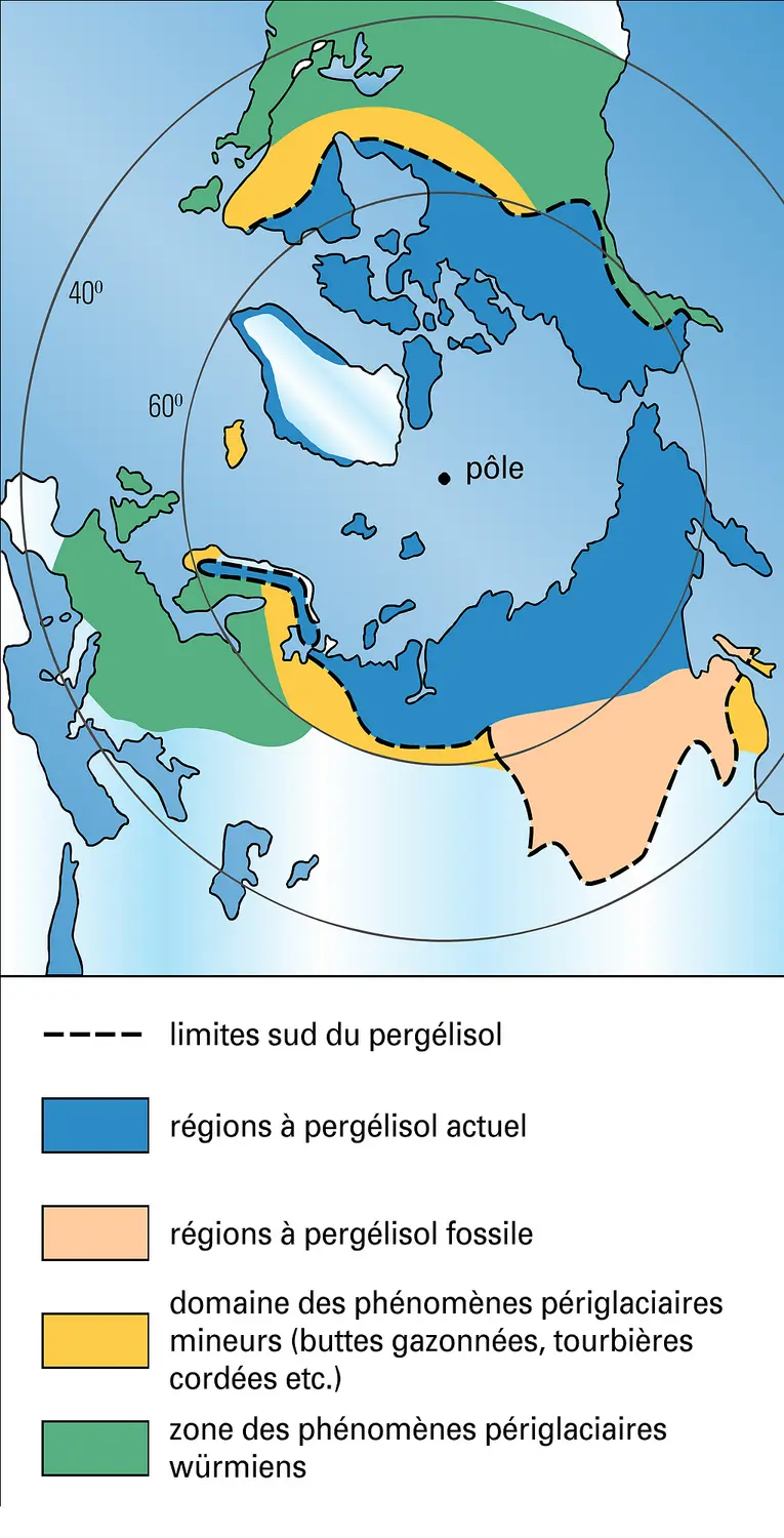 Domaine périglaciaire dans l'hémisphère Nord