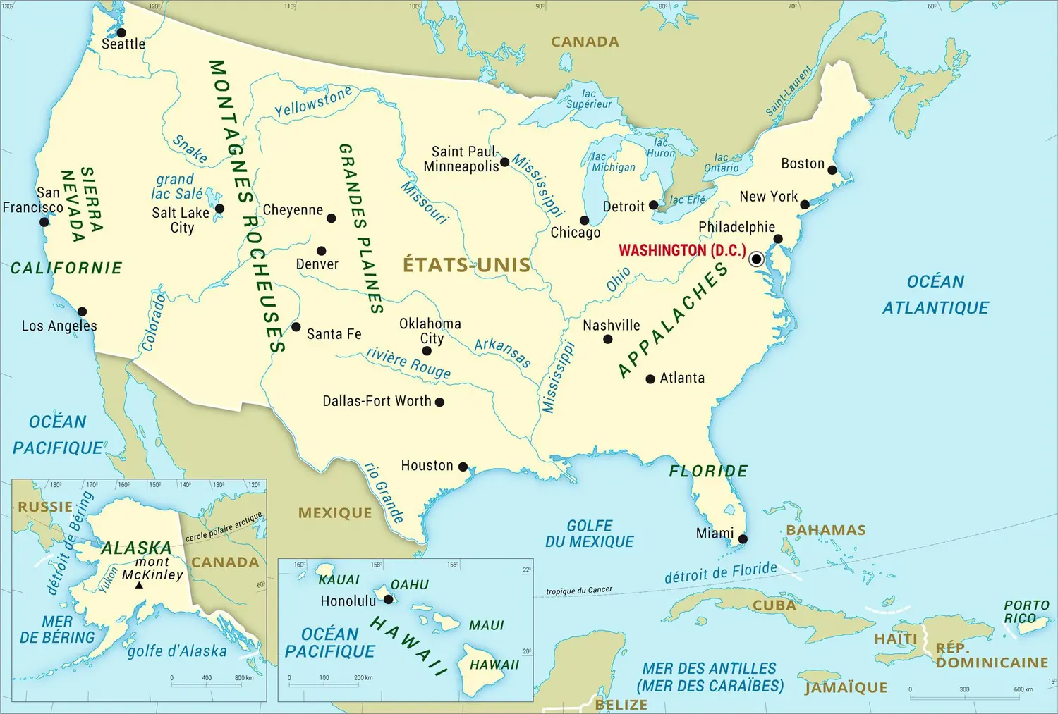 États-Unis : carte générale