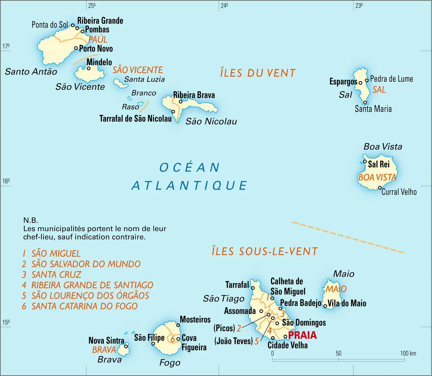 Cap-Vert : carte administrative