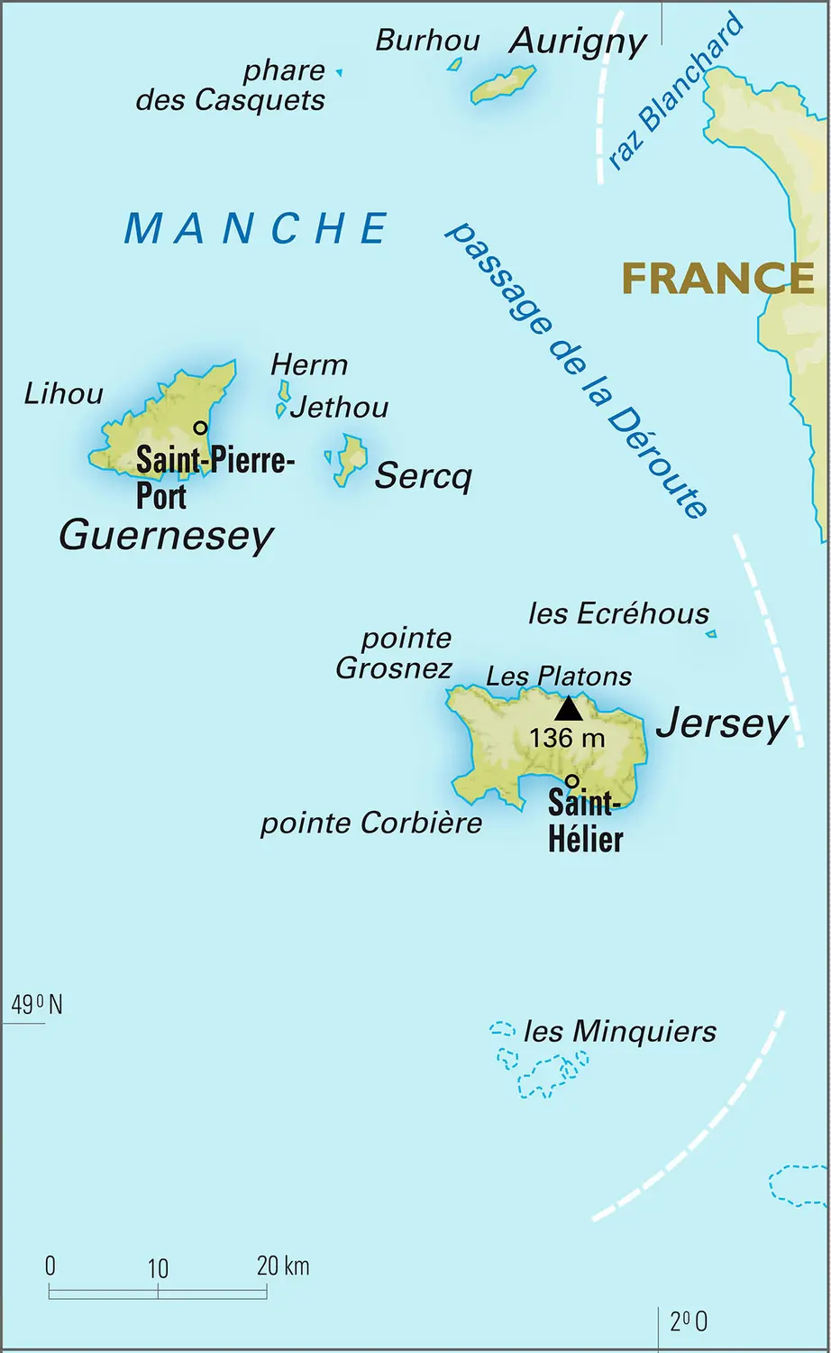 Anglo-Normandes (îles) [Royaume-Uni] : carte physique