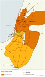 Royaumes de Juda et d'Israël au VIII<sup>e</sup> siècle avant J.-C. - crédits : Encyclopædia Universalis France