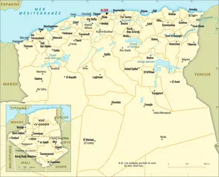 Algérie : carte administrative - crédits : Encyclopædia Universalis France