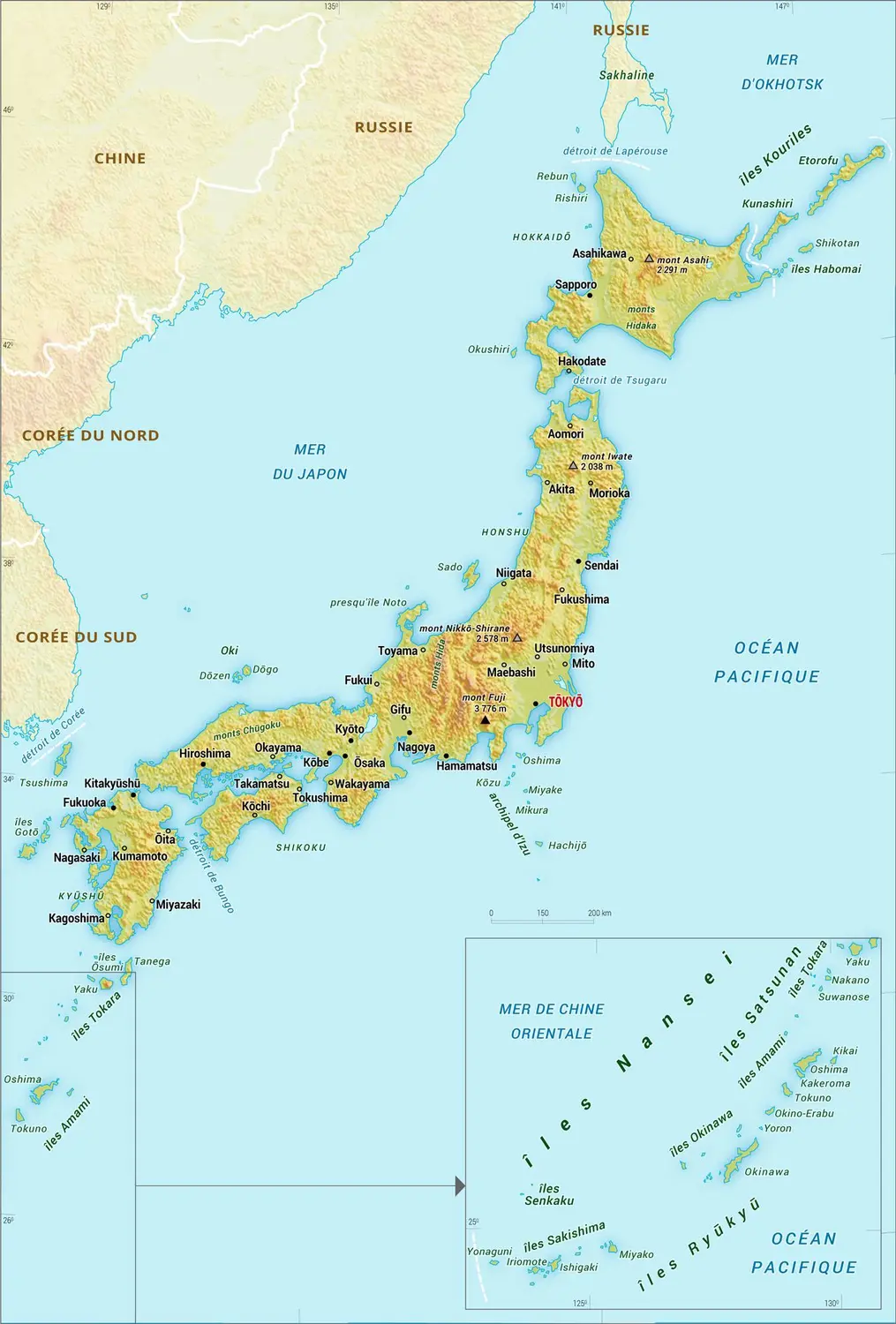 Japon : carte physique