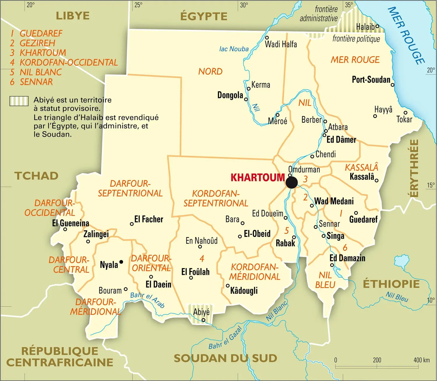 Soudan : carte administrative