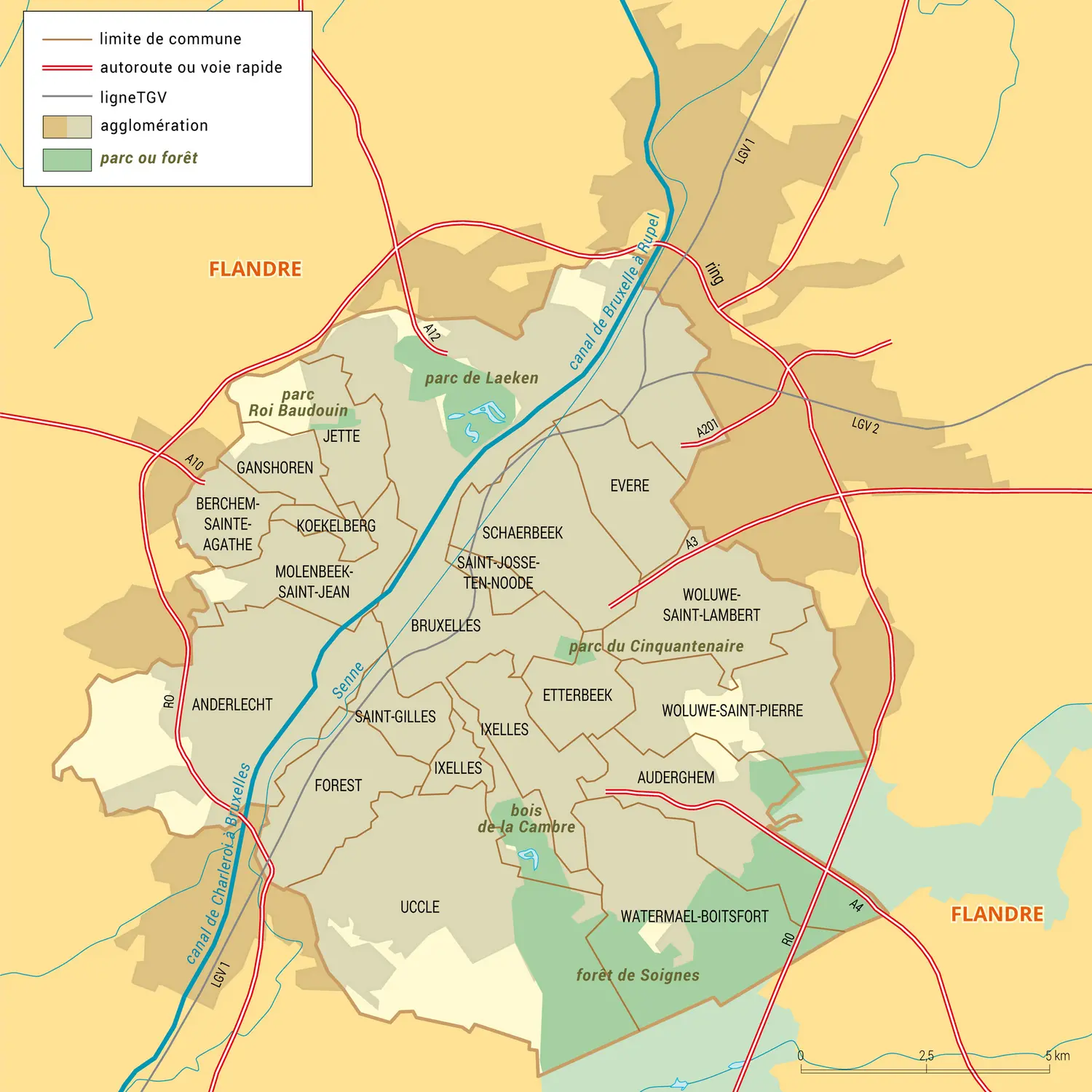 Bruxelles-Capitale : carte administrative