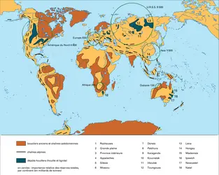 Charbon : répartition mondiale - crédits : Encyclopædia Universalis France