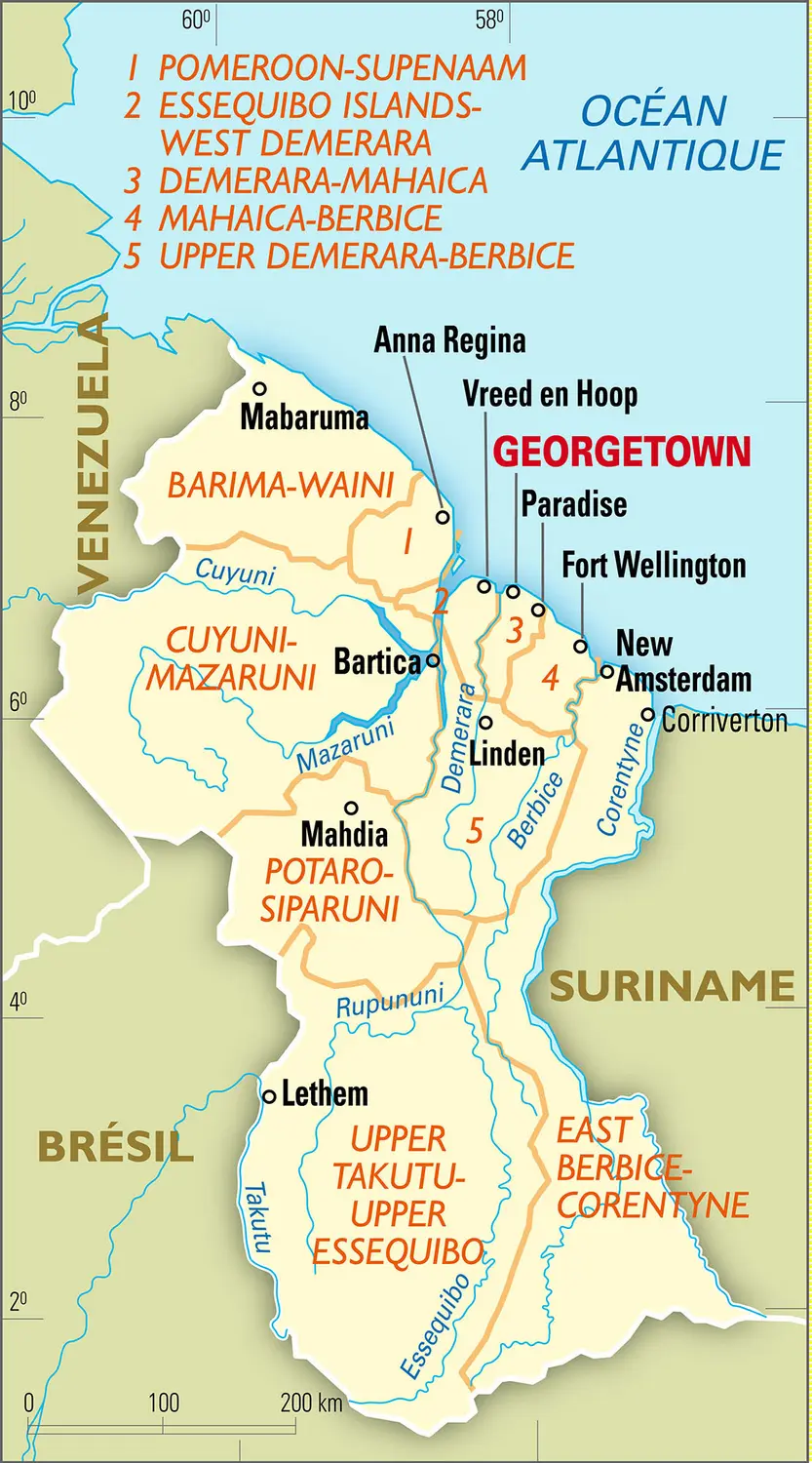 Guyana : carte administrative