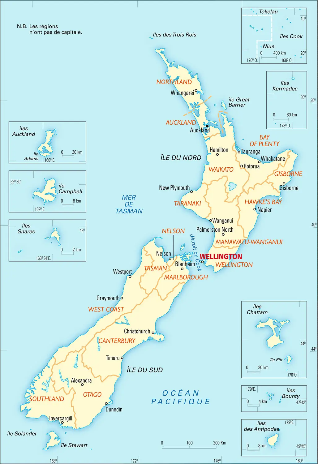 Nouvelle-Zélande : carte administrative