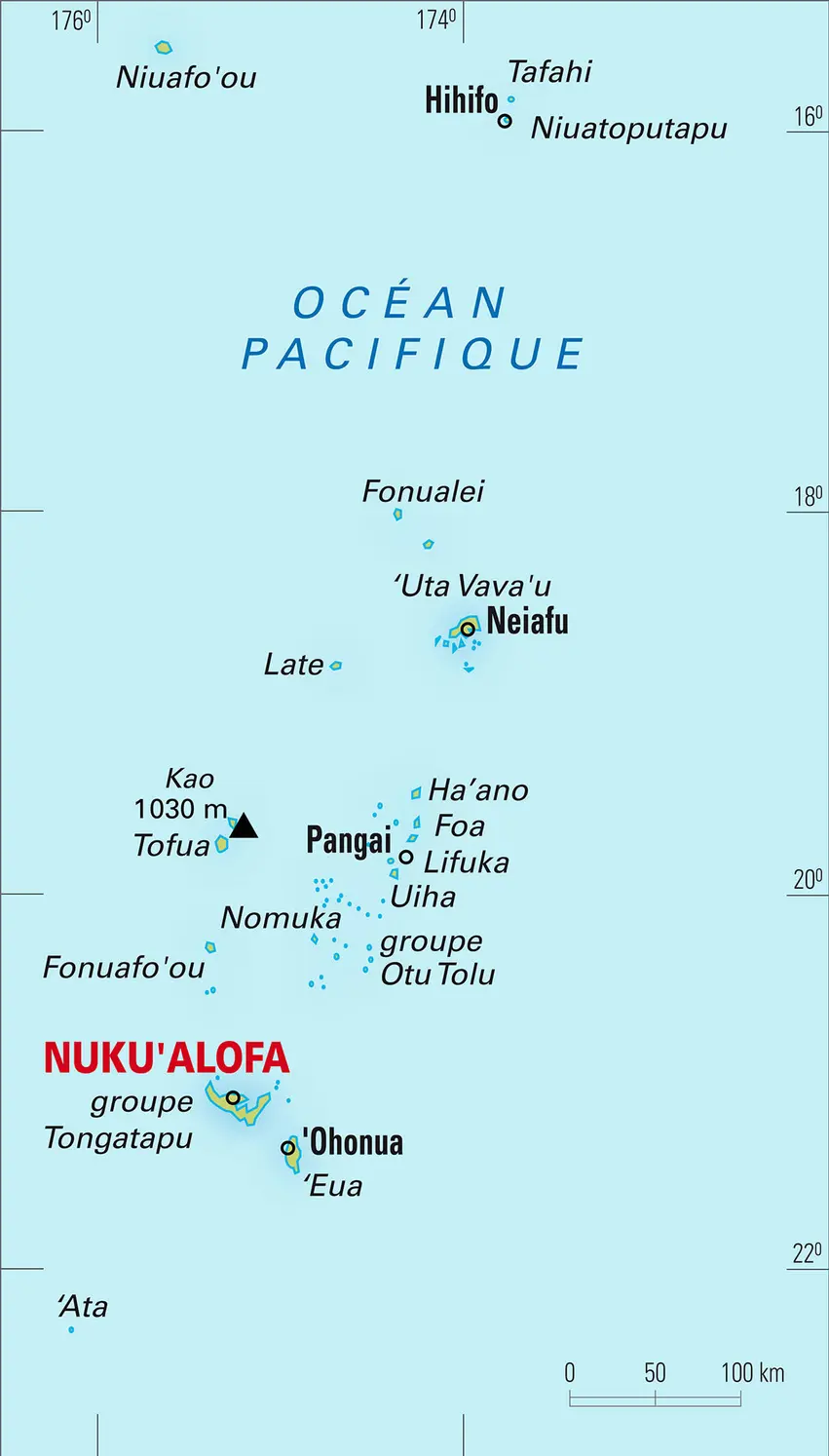 Tonga : carte physique