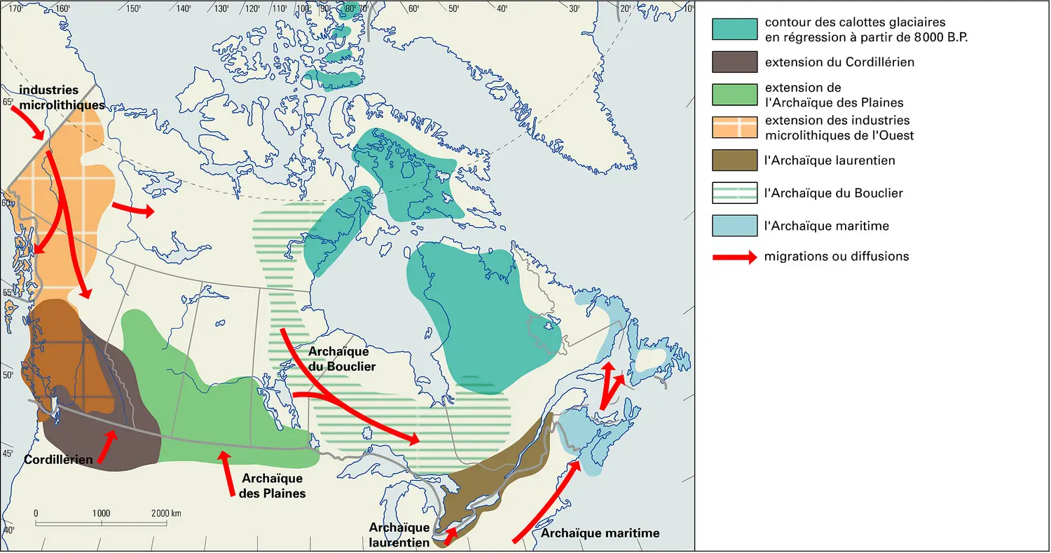 Amérique : industries microlithiques et cultures de l'Archaïque ancien jusqu'à 8000 B.P.