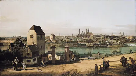 Munich, la Brückentor et l'Isar, B. Bellotto - crédits : Bayerische Verwaltung der Staatlichen Schlösser, Gärten und Seen, Munich, Allemagne