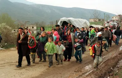 Crise du Kosovo, mai 1999 : exode des populations albanaises - crédits : Joel Robine/ AFP