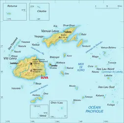 Fidji : carte physique - crédits : Encyclopædia Universalis France