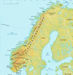 Norvège : carte physique - crédits : Encyclopædia Universalis France