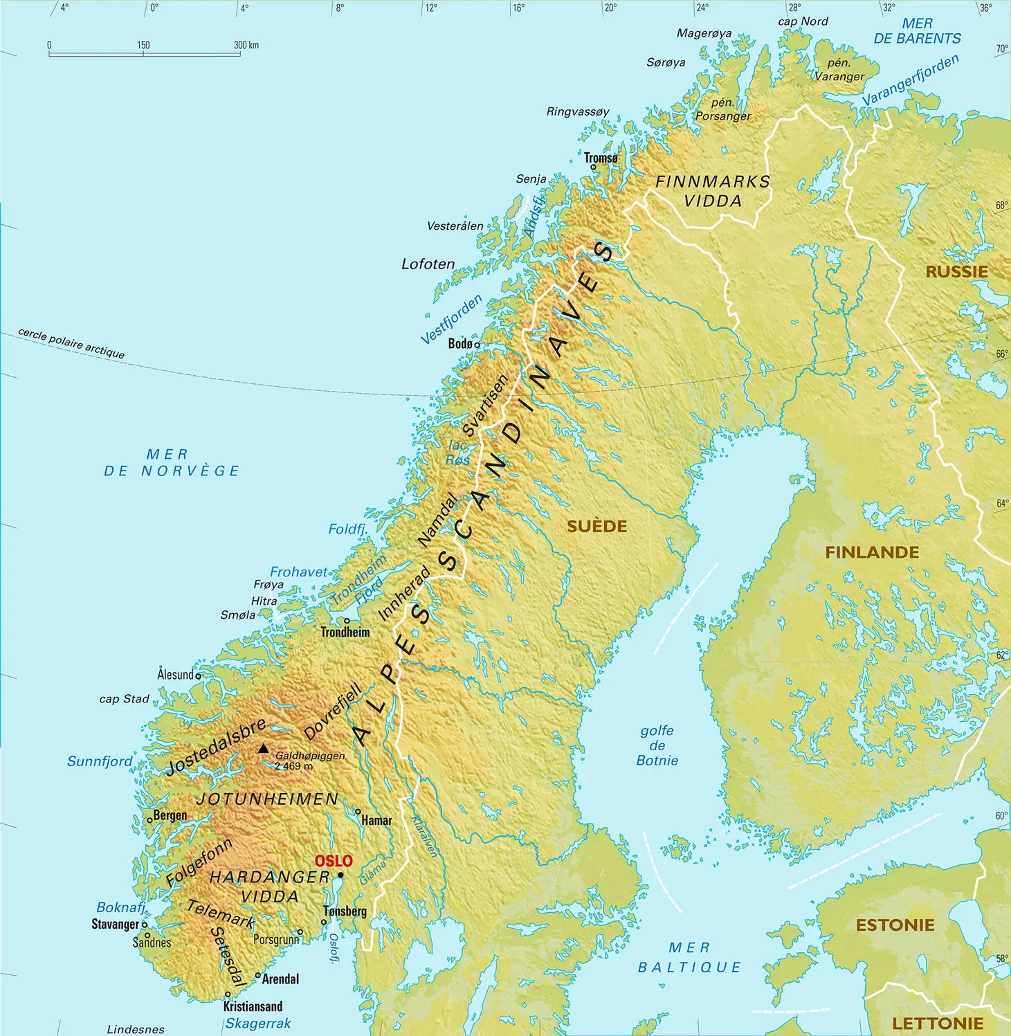 Norvège : carte physique